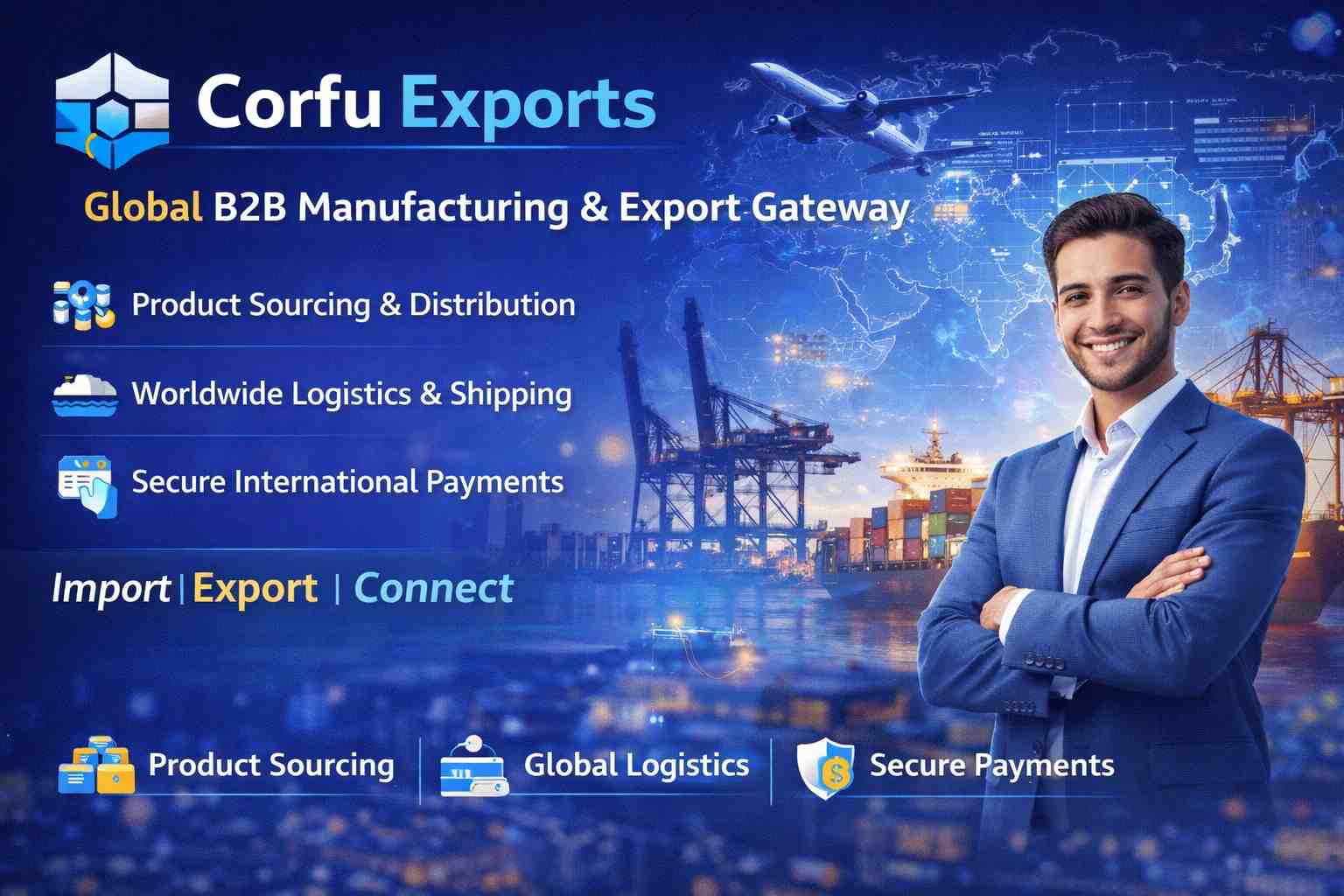 B2B export website with product catalog and RFQ inquiry system for global manufacturing company